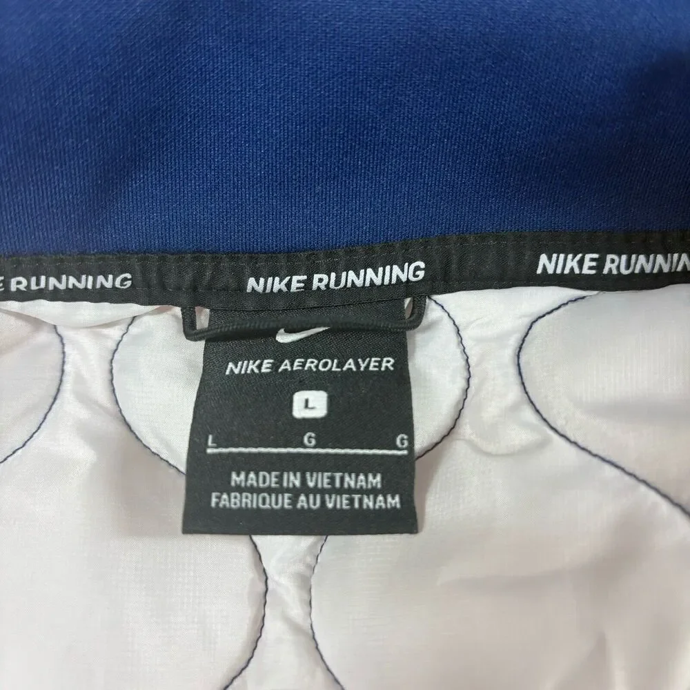 Nike Running Vest Womens Size L Blue Pink AeroLayer Quilted Puffer Running‎